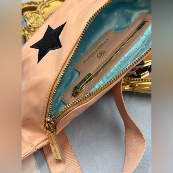 🆕 CHIARA FERRAGNI 🧿 NWT Eyelike Embroidered Bumbag, Peach Faux Leather - Picture 10 of 15